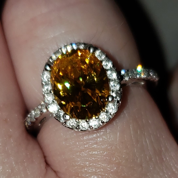 QVC Diamonique canary oval stone w/halo setting - Picture 13 of 16